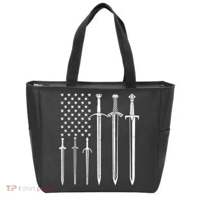 Sword American Flag Tote Bag