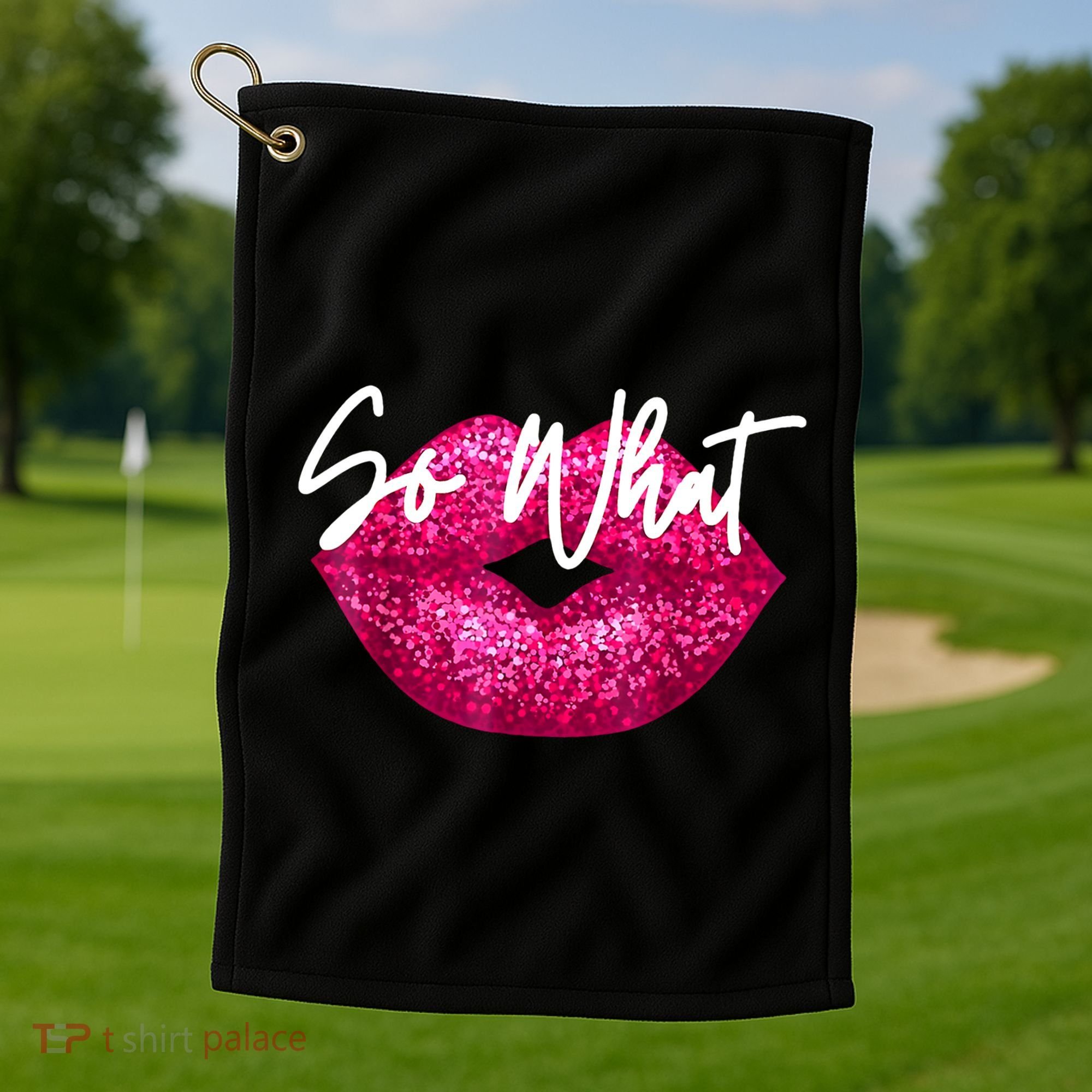 So What Pink Lips Golf Towel