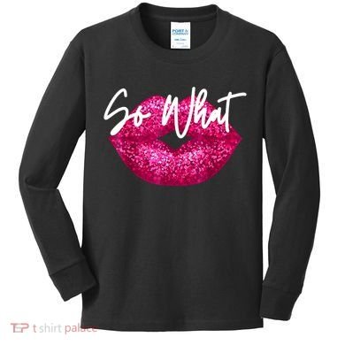 So What Pink Lips Kids Long Sleeve Shirt