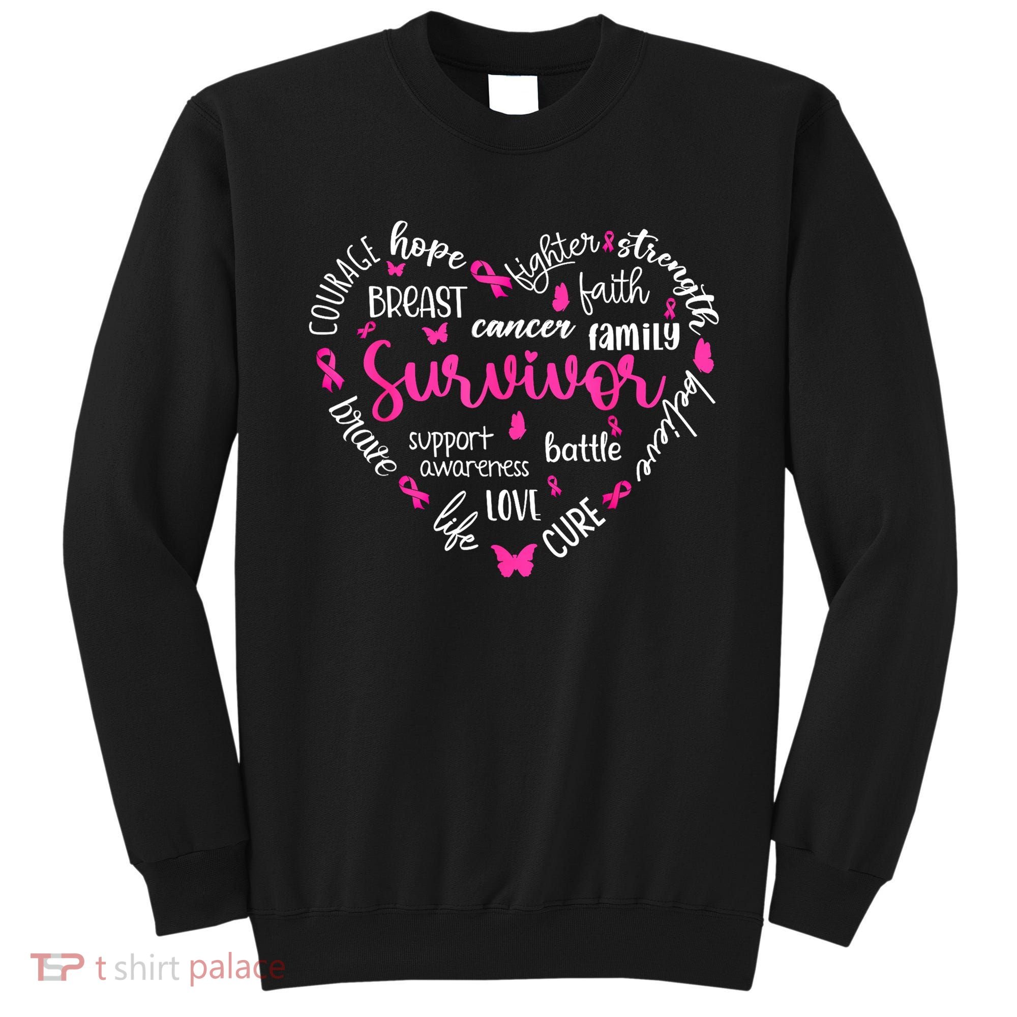 Survivor Warrior Pin.K Ribbon Heart Breast Cancer Awareness Gift Sweatshirt