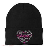 Survivor Warrior Pin.K Ribbon Heart Breast Cancer Awareness Gift Beanie thumb 0