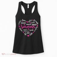 Survivor Warrior Pin.K Ribbon Heart Breast Cancer Awareness Gift Women's Tank Top thumb 0
