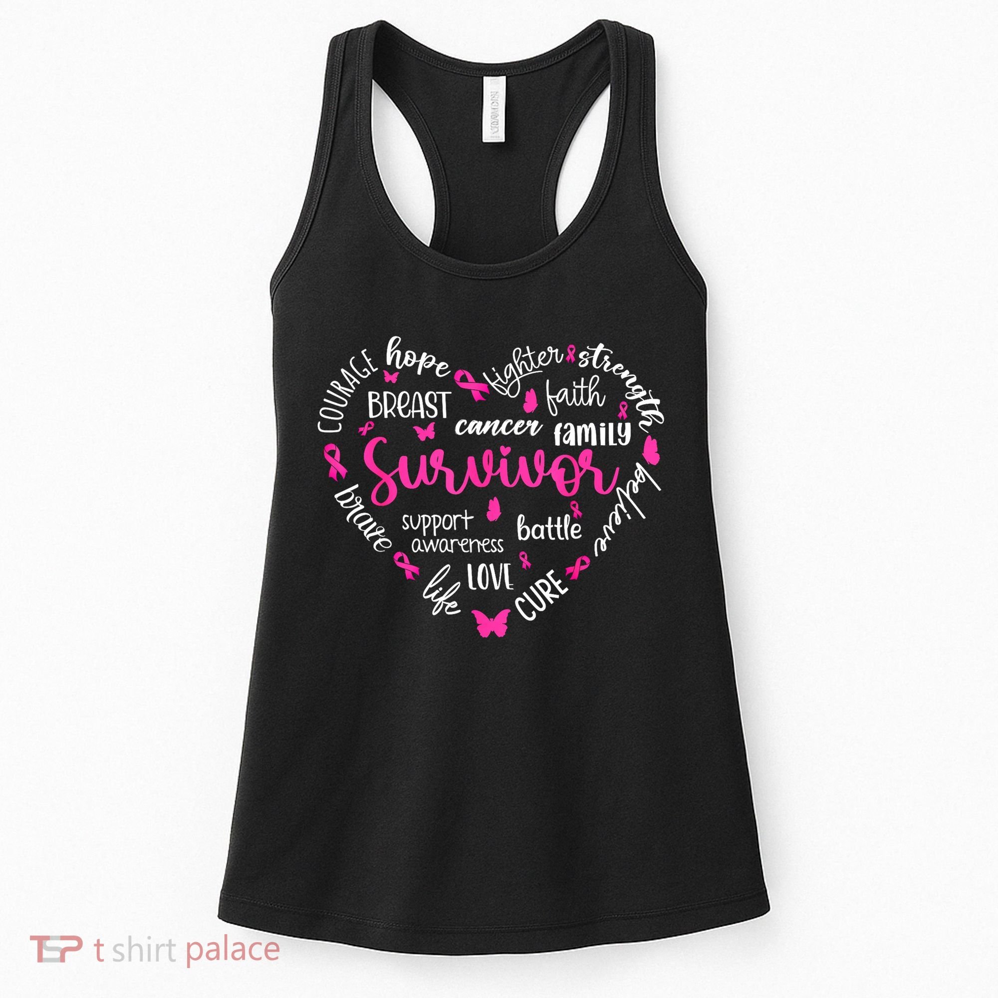 Survivor Warrior Pin.K Ribbon Heart Breast Cancer Awareness Gift Women's Tank Top