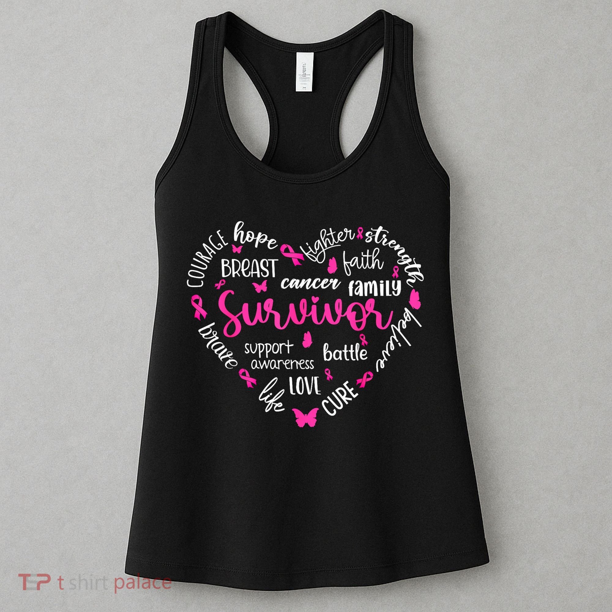 Survivor Warrior Pin.K Ribbon Heart Breast Cancer Awareness Gift Women's Tank Top