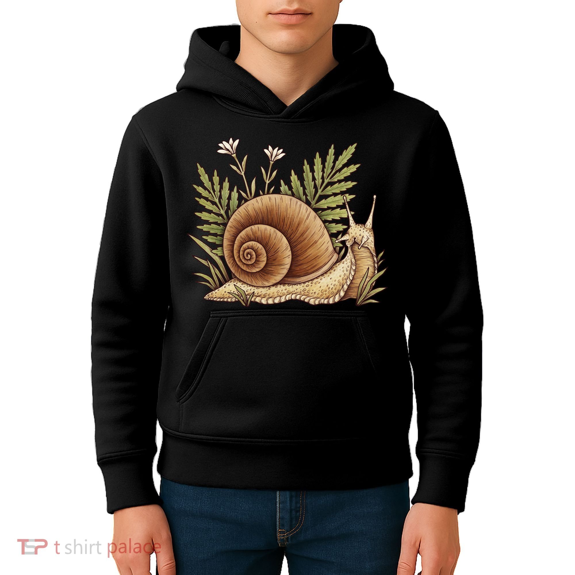 Snail With Plants Kids Hoodie