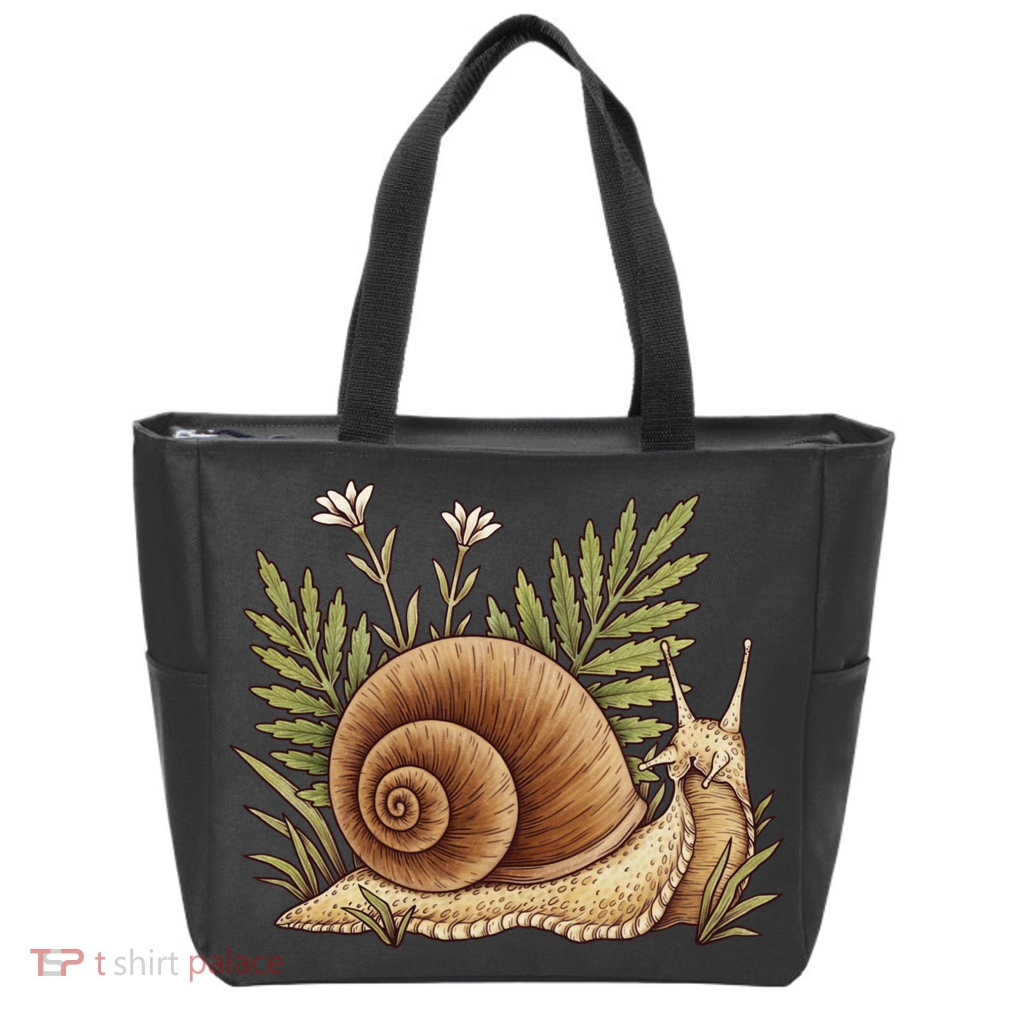 Snail With Plants Tote Bag