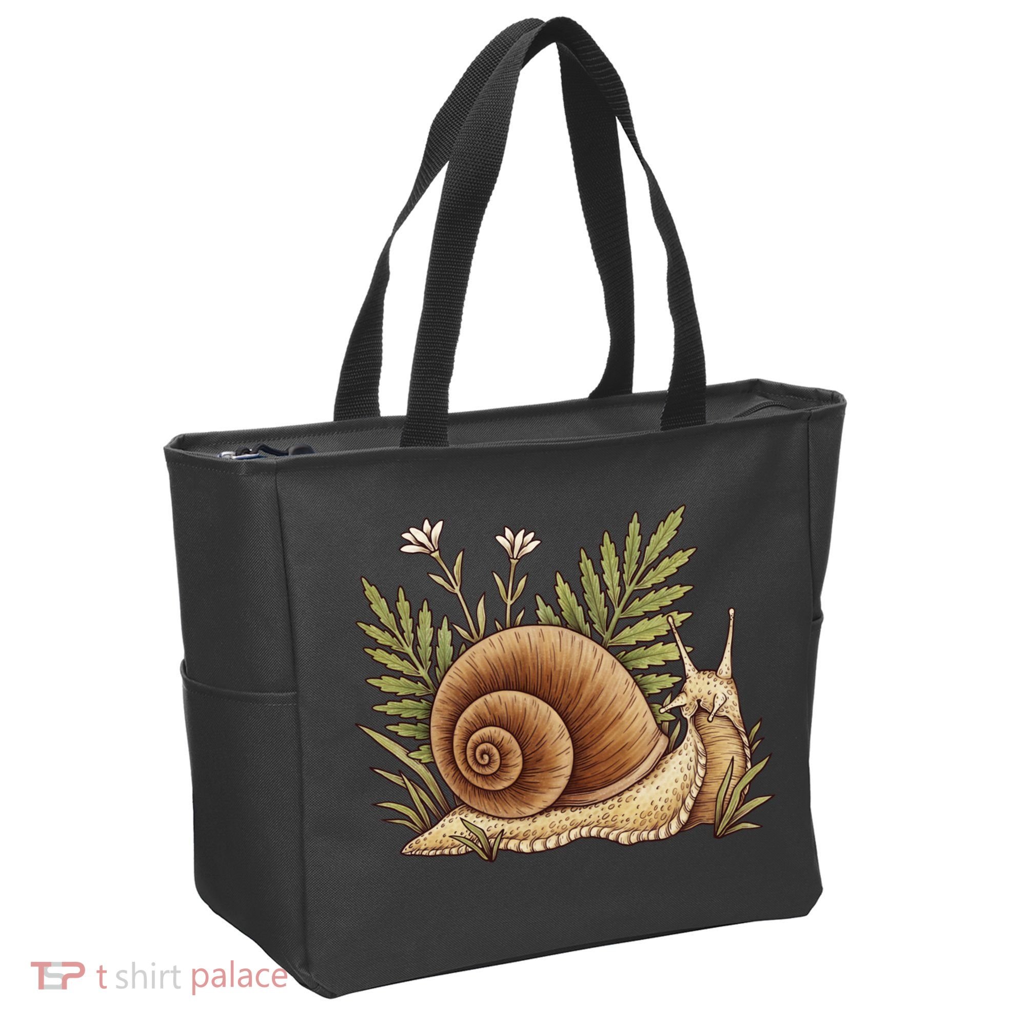Snail With Plants Tote Bag