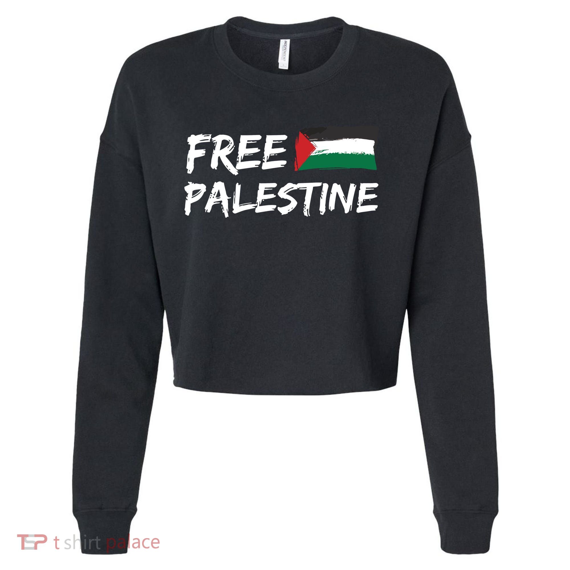 Stand With Palestine Free Palestine Cropped Pullover Crew