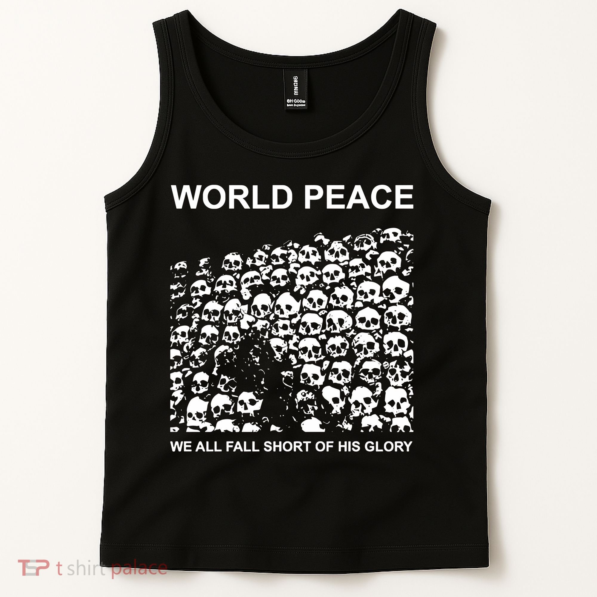 Store World Peace We All Fall Short Of His Glory Tank Top
