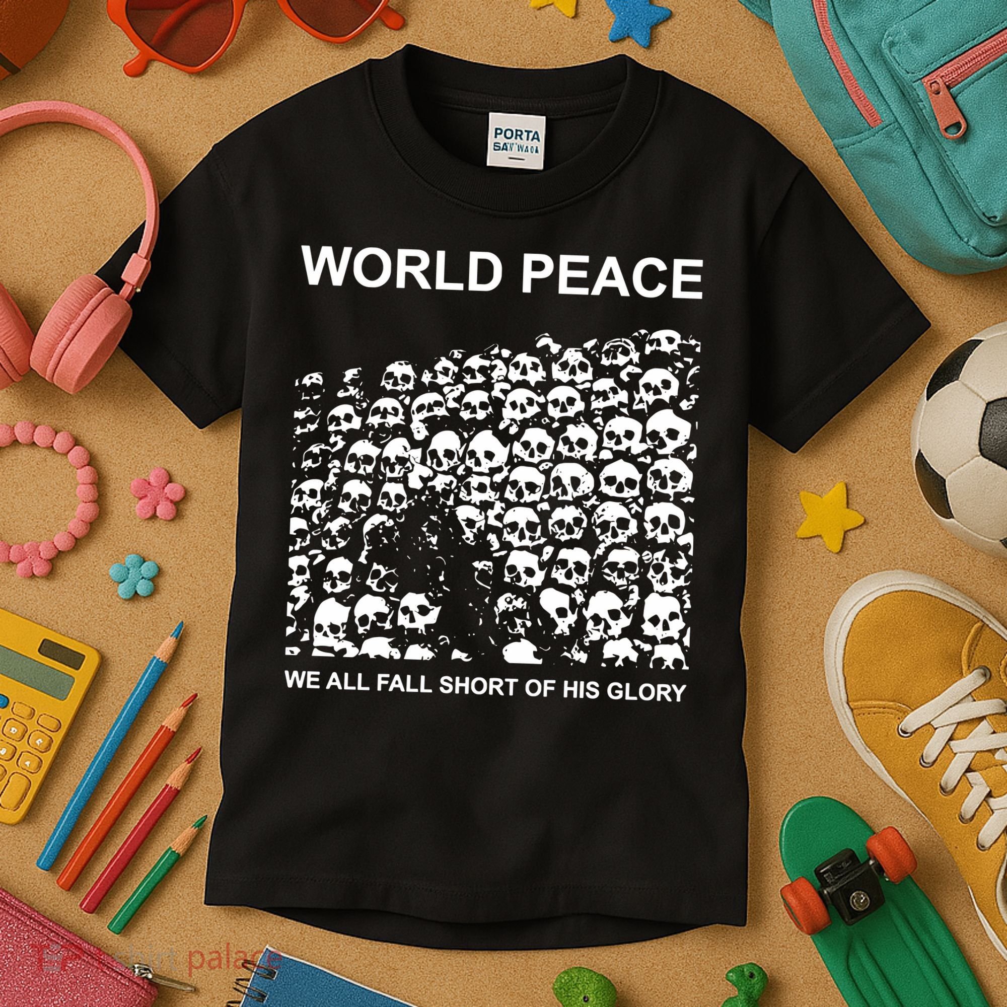 Store World Peace We All Fall Short Of His Glory Kids T-Shirt