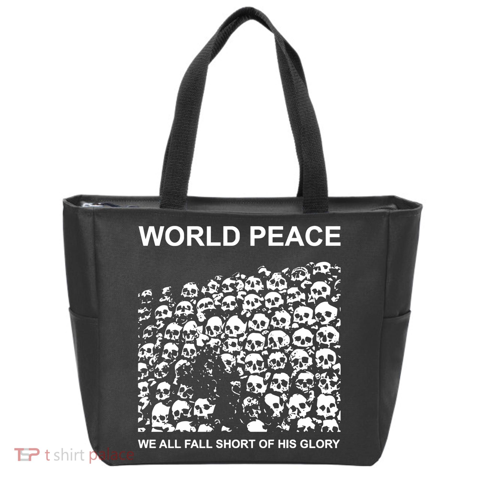 Store World Peace We All Fall Short Of His Glory Tote Bag
