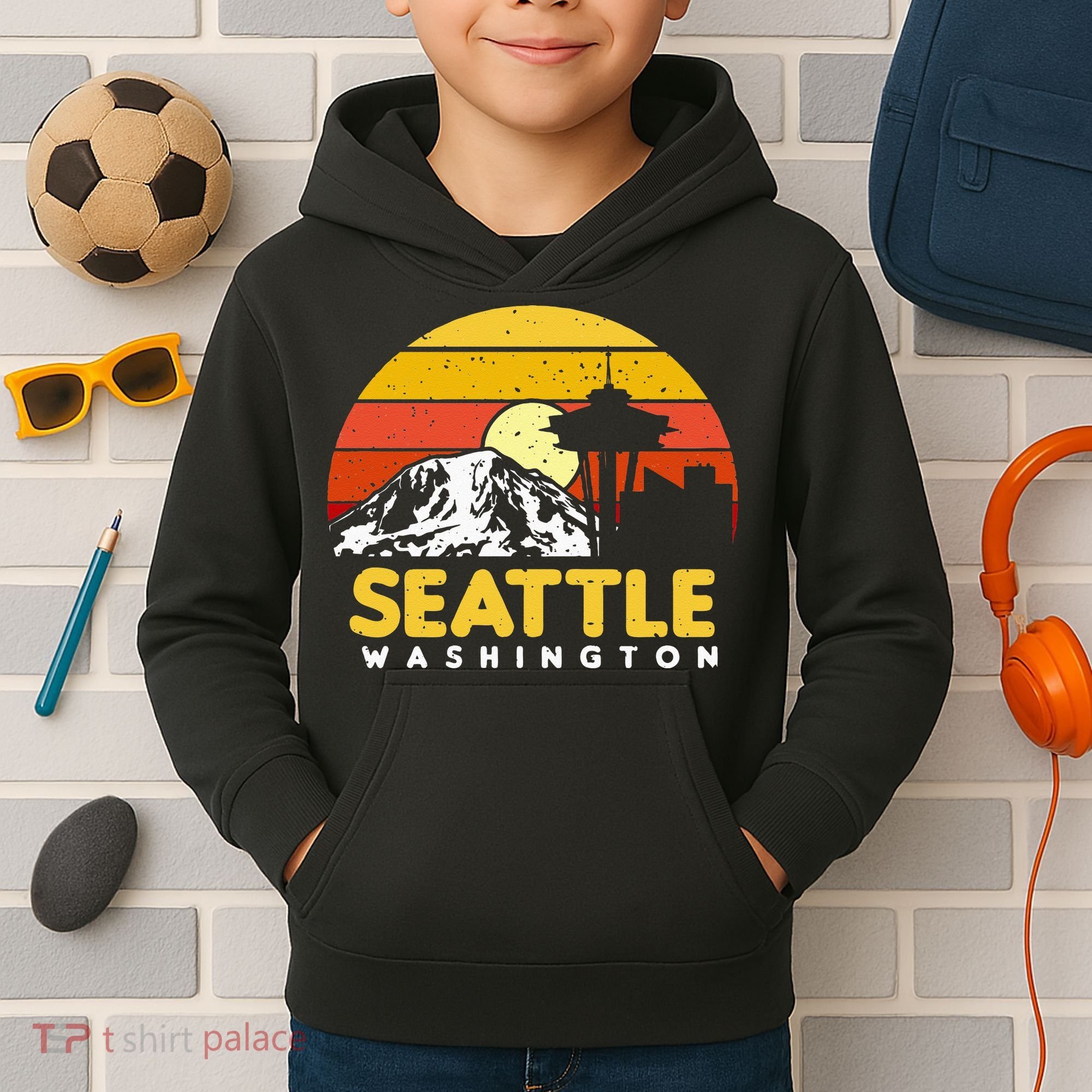 Seattle Washington PNW Vacation Souvenir Gift Kids Hoodie