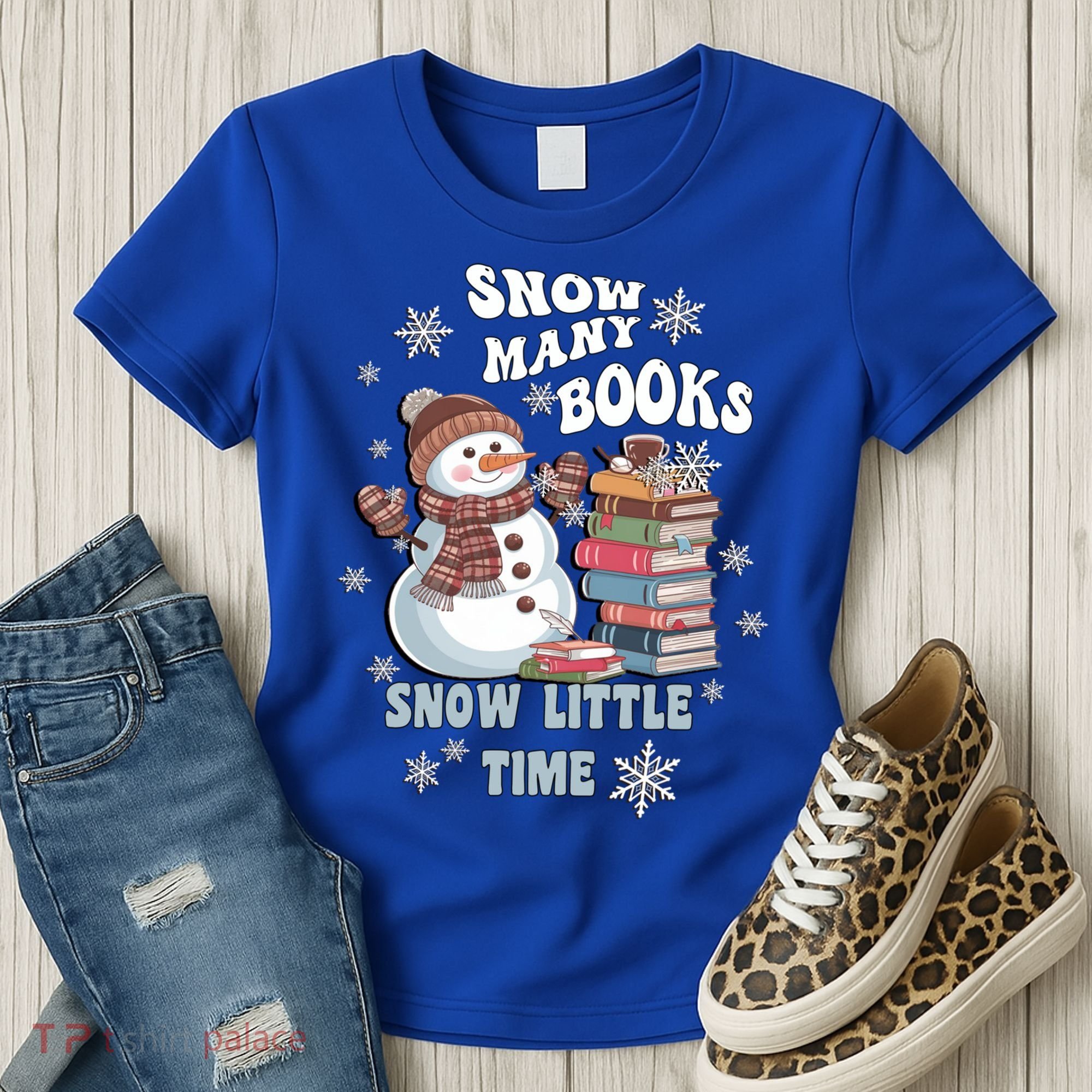 Snowflakes Wintertime Reading Snow Y Books Cute Snow Cute Gift Women's T-Shirt