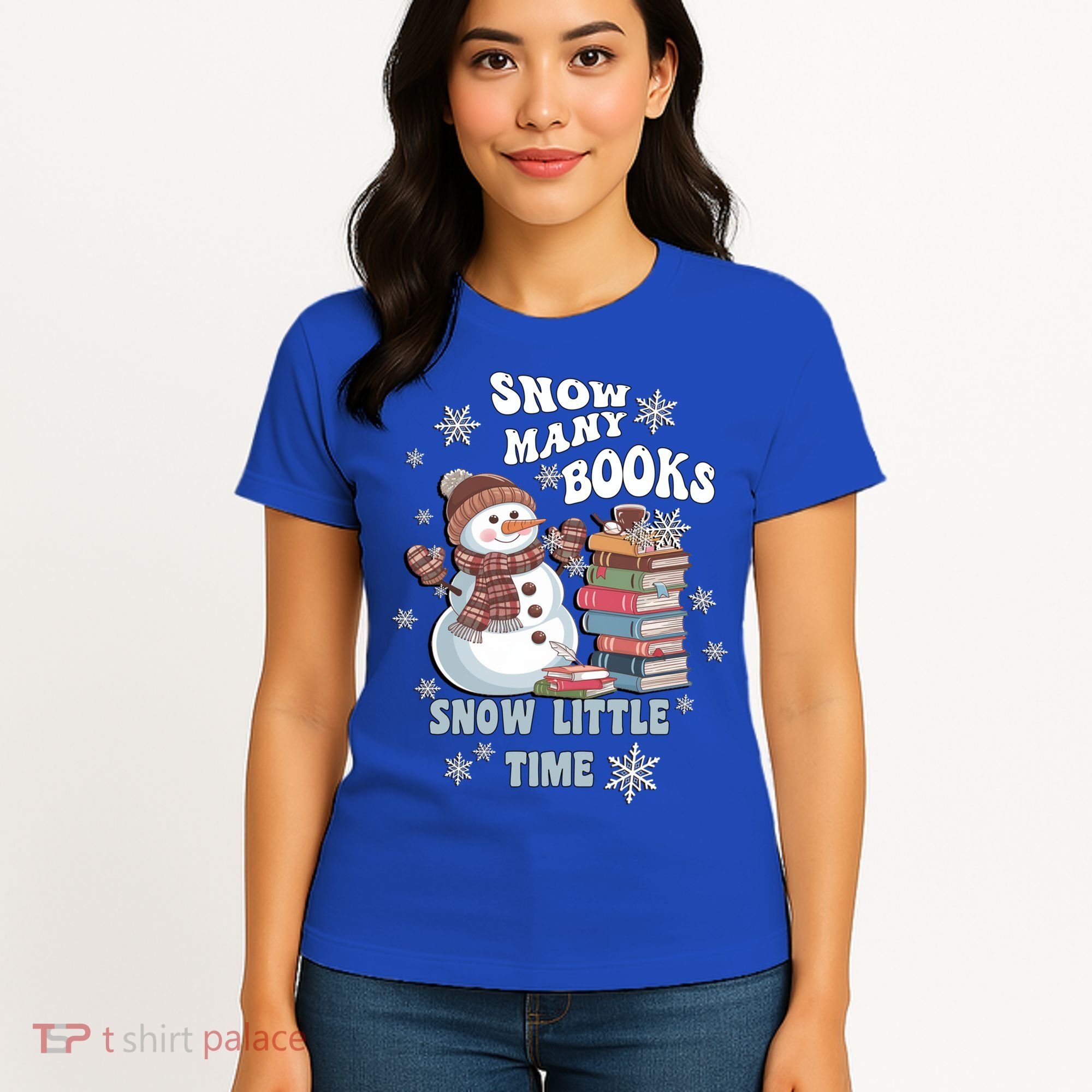 Snowflakes Wintertime Reading Snow Y Books Cute Snow Cute Gift Women's T-Shirt