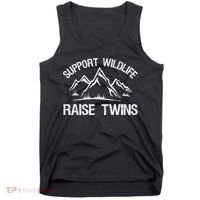 Support Wildlife Raise Twins Shirt Funny Twin Mom Dad Tank Top thumb 0
