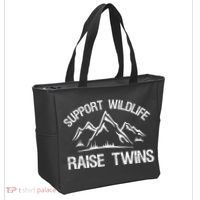 Support Wildlife Raise Twins Shirt Funny Twin Mom Dad Tote Bag thumb 2