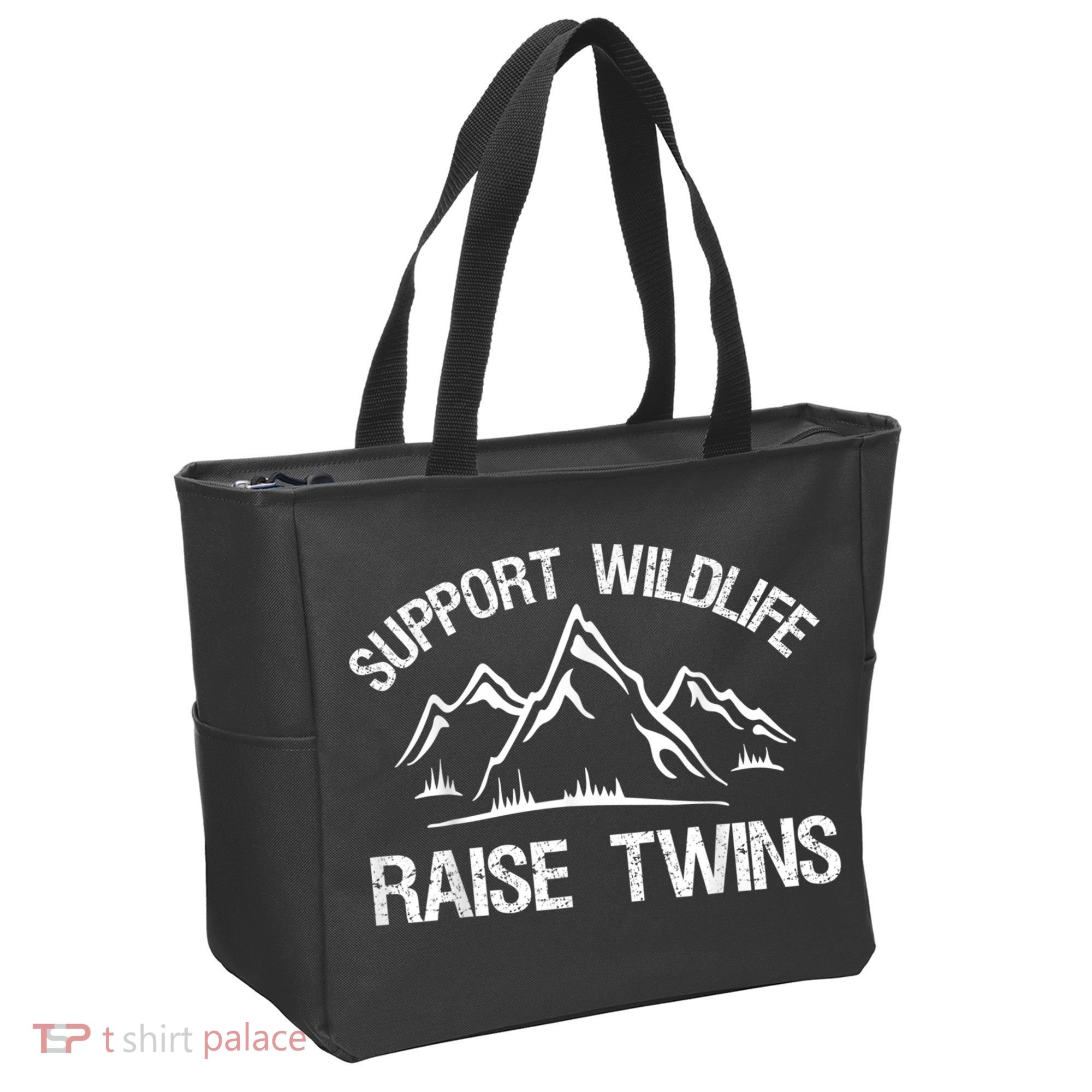 Support Wildlife Raise Twins Shirt Funny Twin Mom Dad Tote Bag
