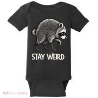 Stay Weird Seattle Short Spine Viral Raccoon Meme Baby Bodysuit thumb 0