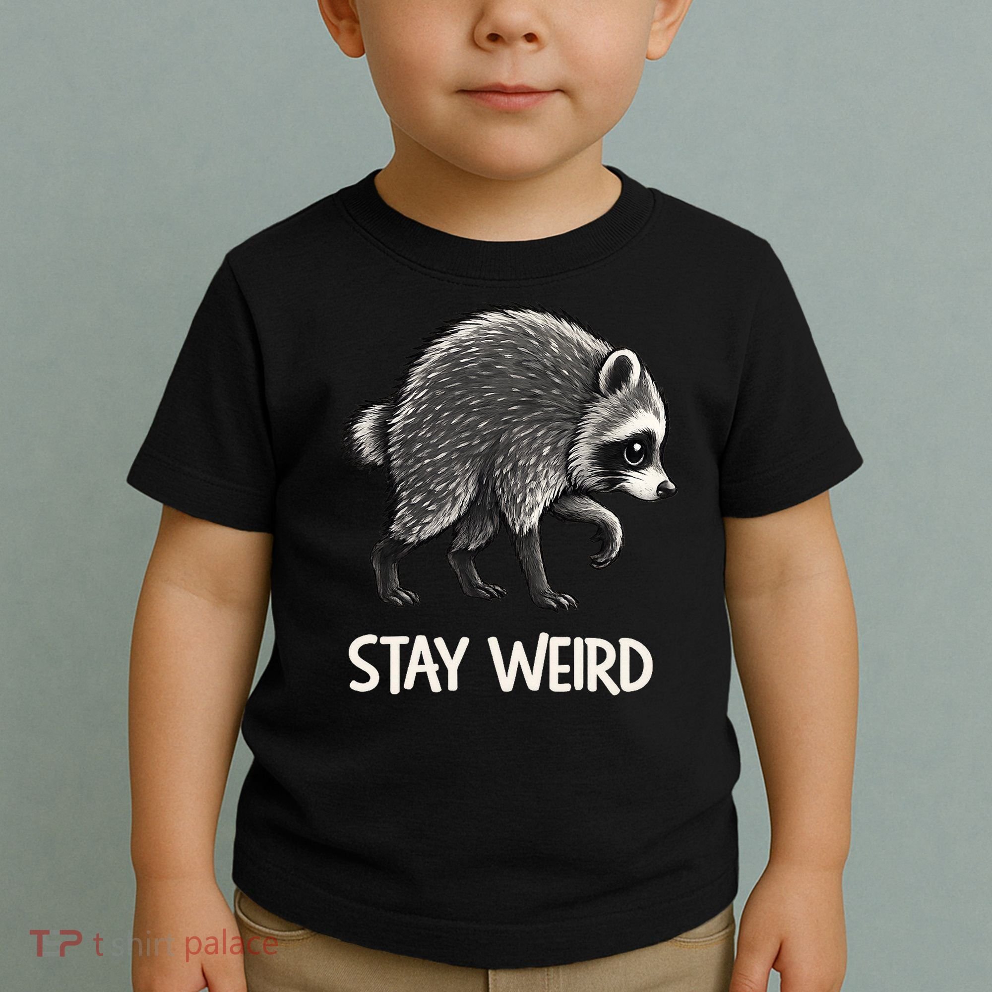 Stay Weird Seattle Short Spine Viral Raccoon Meme Toddler T-Shirt