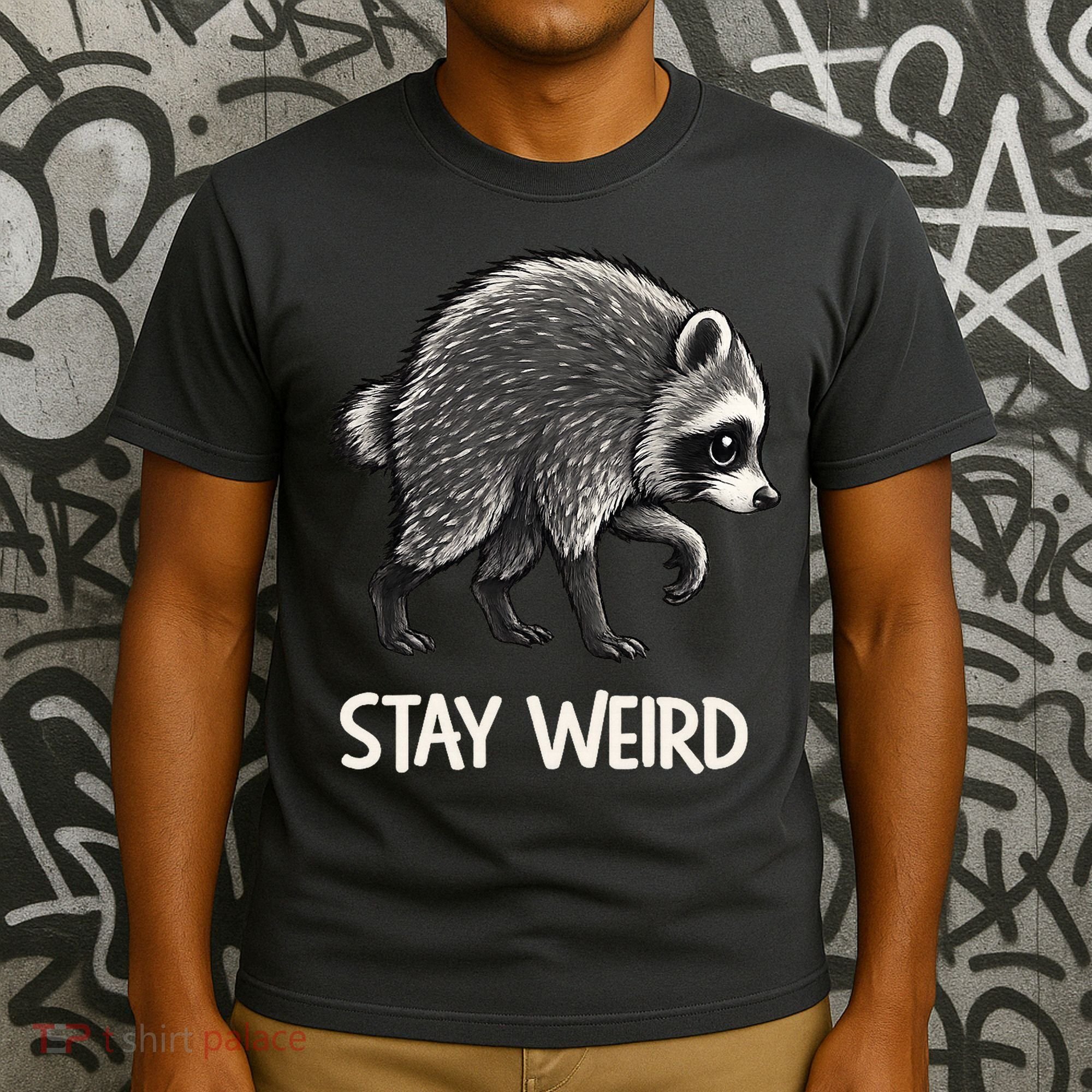 Stay Weird Seattle Short Spine Viral Raccoon Meme T-Shirt