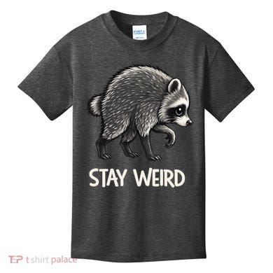 Stay Weird Seattle Short Spine Viral Raccoon Meme Kids T-Shirt