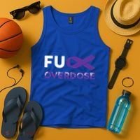 Support Warrior Survivor Funny Gift Fuck Overdose Awareness Gift Tank Top thumb 4