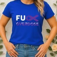 Support Warrior Survivor Funny Gift Fuck Overdose Awareness Gift Women's T-Shirt thumb 2