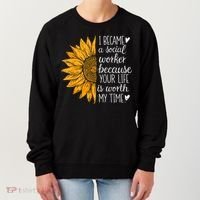 Social Worker Sunflower Caseworker Social Work Month Women's Sweatshirt thumb 0