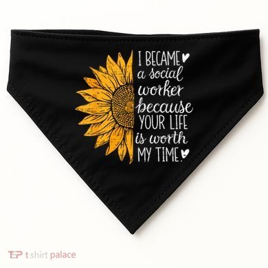 Social Worker Sunflower Caseworker Social Work Month USA-Made Doggie Bandana
