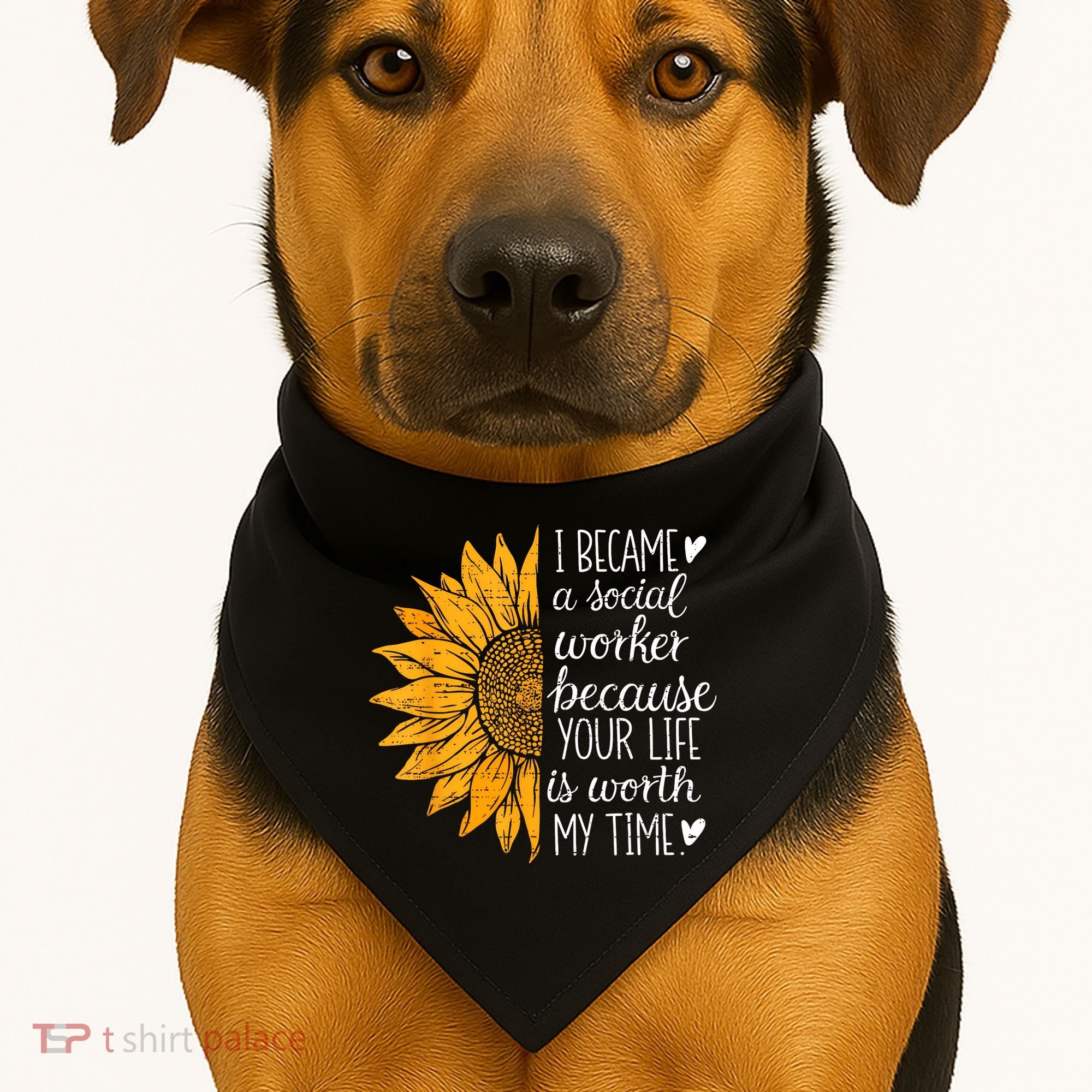 Social Worker Sunflower Caseworker Social Work Month USA-Made Doggie Bandana