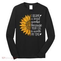 Social Worker Sunflower Caseworker Social Work Month Long Sleeve Shirt thumb 0