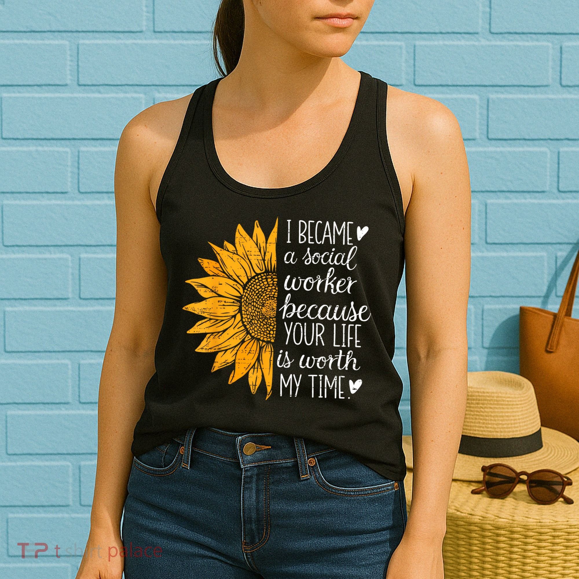 Social Worker Sunflower Caseworker Social Work Month Women's Tank Top