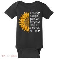 Social Worker Sunflower Caseworker Social Work Month Baby Bodysuit thumb 0
