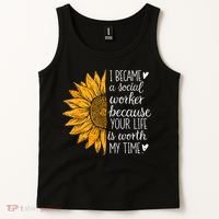 Social Worker Sunflower Caseworker Social Work Month Tank Top thumb 2