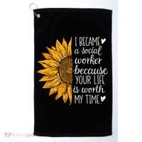 Social Worker Sunflower Caseworker Social Work Month Golf Towel thumb 0