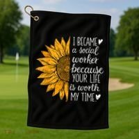 Social Worker Sunflower Caseworker Social Work Month Golf Towel thumb 1
