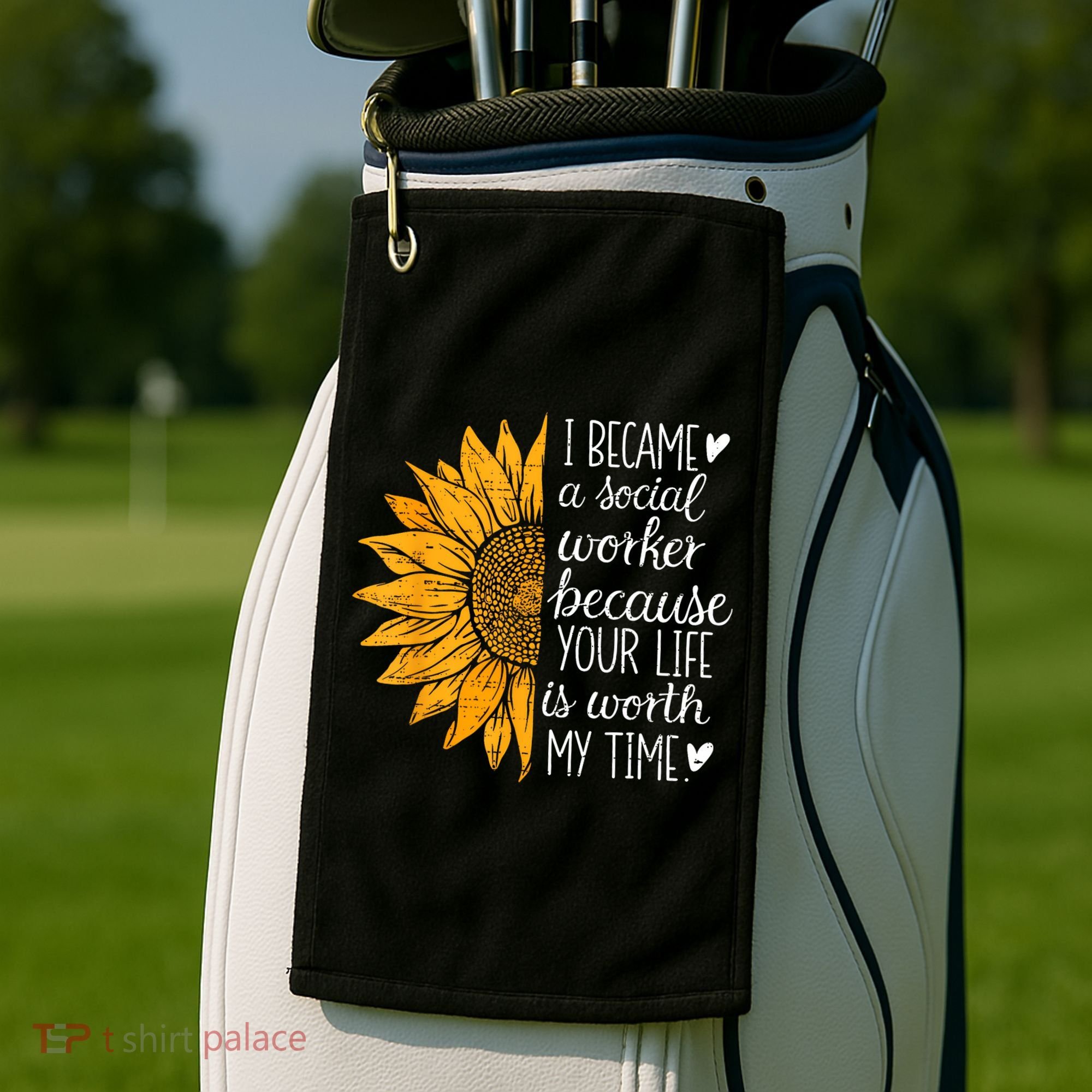 Social Worker Sunflower Caseworker Social Work Month Golf Towel