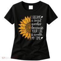 Social Worker Sunflower Caseworker Social Work Month Women's T-Shirt thumb 0