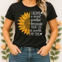 Social Worker Sunflower Caseworker Social Work Month Women's T-Shirt thumb 2