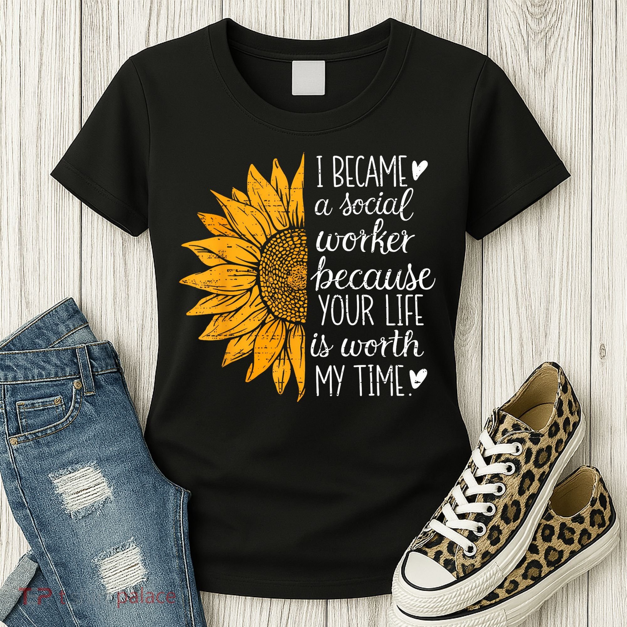 Social Worker Sunflower Caseworker Social Work Month Women's T-Shirt