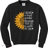 Social Worker Sunflower Caseworker Social Work Month Kids Sweatshirt thumb 0