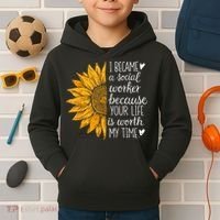 Social Worker Sunflower Caseworker Social Work Month Kids Hoodie thumb 2