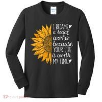 Social Worker Sunflower Caseworker Social Work Month Kids Long Sleeve Shirt thumb 0