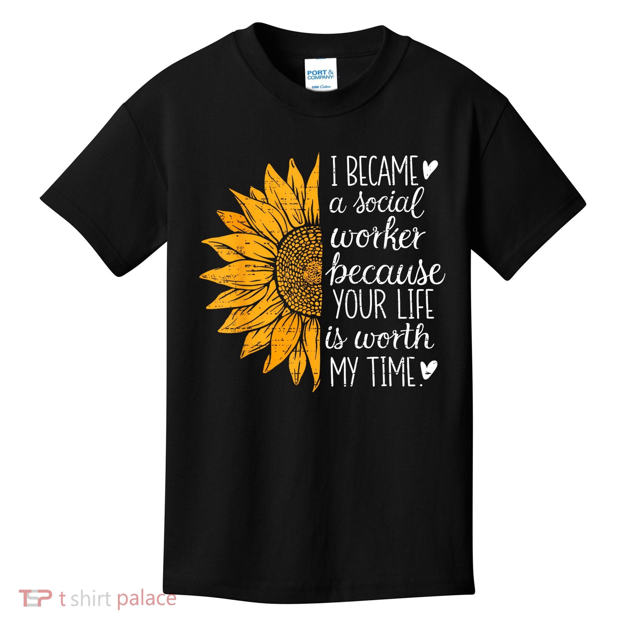 Social Worker Sunflower Caseworker Social Work Month Kids T-Shirt