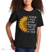 Social Worker Sunflower Caseworker Social Work Month Kids T-Shirt thumb 2