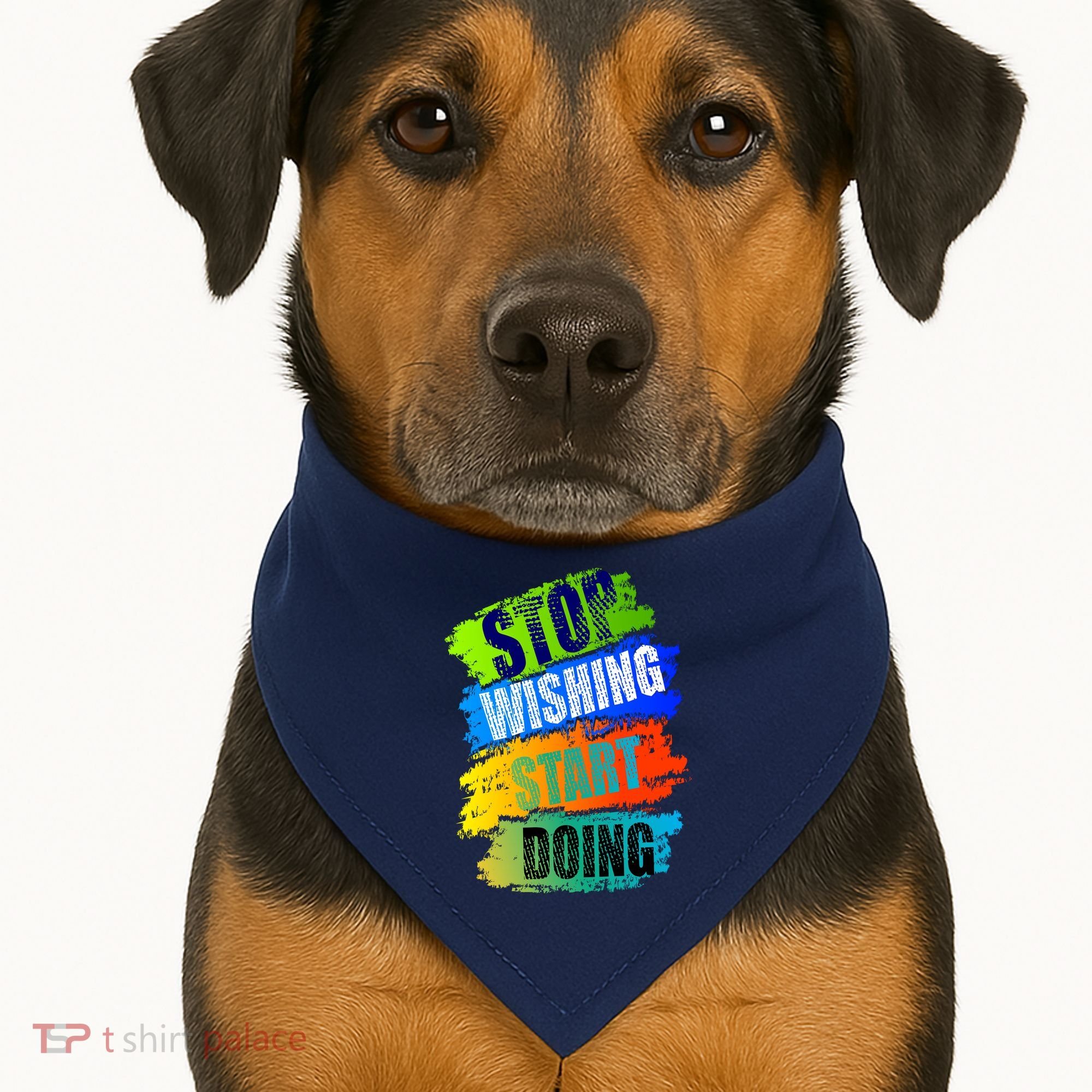 Stop Wishing Start Doing Inspirational Quote USA-Made Doggie Bandana