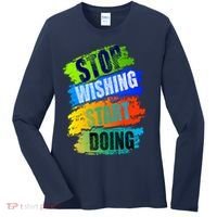 Stop Wishing Start Doing Inspirational Quote Women's Long Sleeve Shirt thumb 0