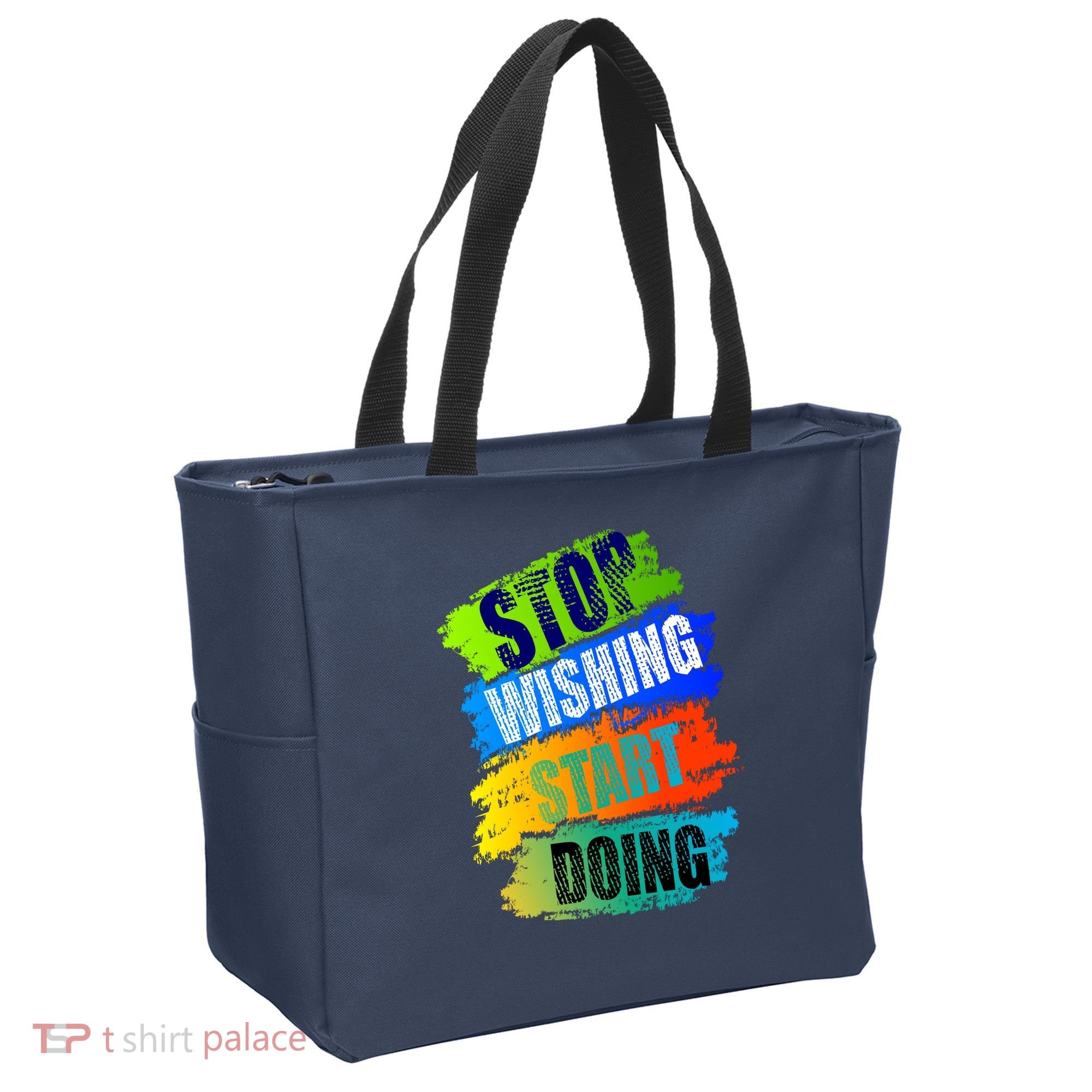 Stop Wishing Start Doing Inspirational Quote Tote Bag