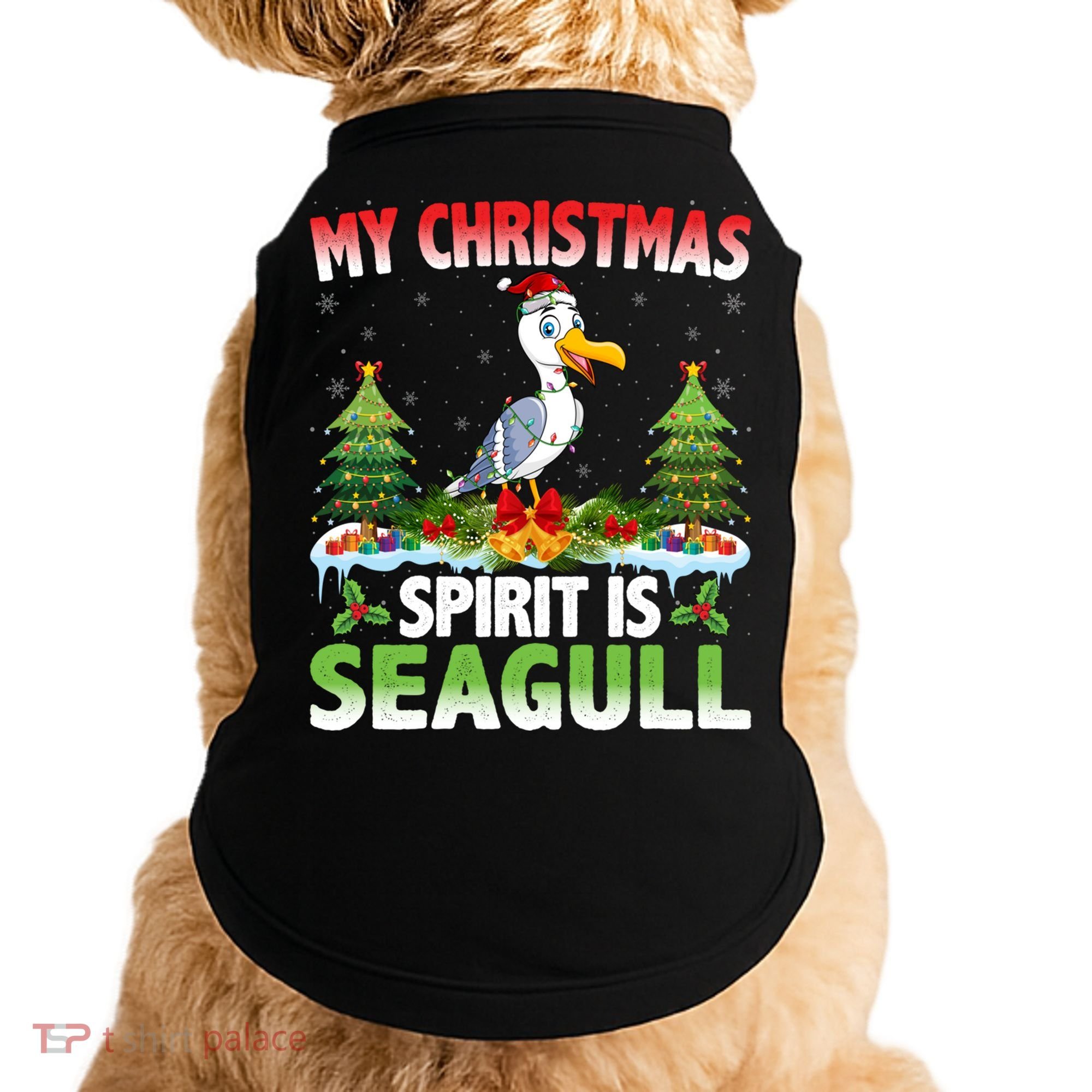 Seagull Wearing Santa Hat My Christmas Spirit Is Seagull Cute Gift Doggie Tank