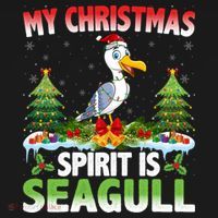 Seagull Wearing Santa Hat My Christmas Spirit Is Seagull Cute Gift Doggie Tank thumb 4